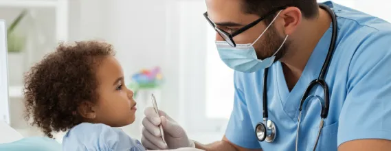 Pediatra examinando uma criança